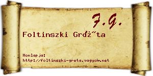 Foltinszki Gréta névjegykártya